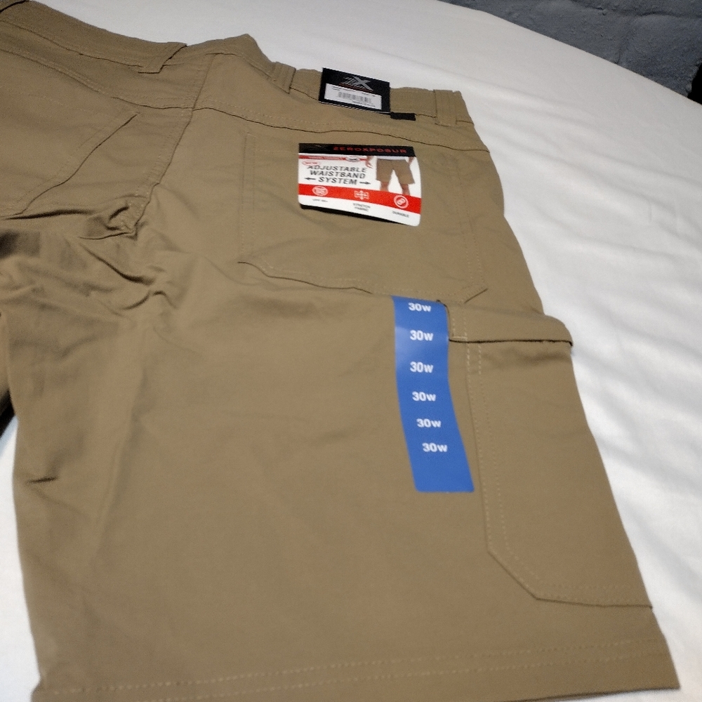 ZeroXposur Oak/Tan Ryder Belted Travel UPF50 Adjustable Waistband Shorts - Picture 14 of 14